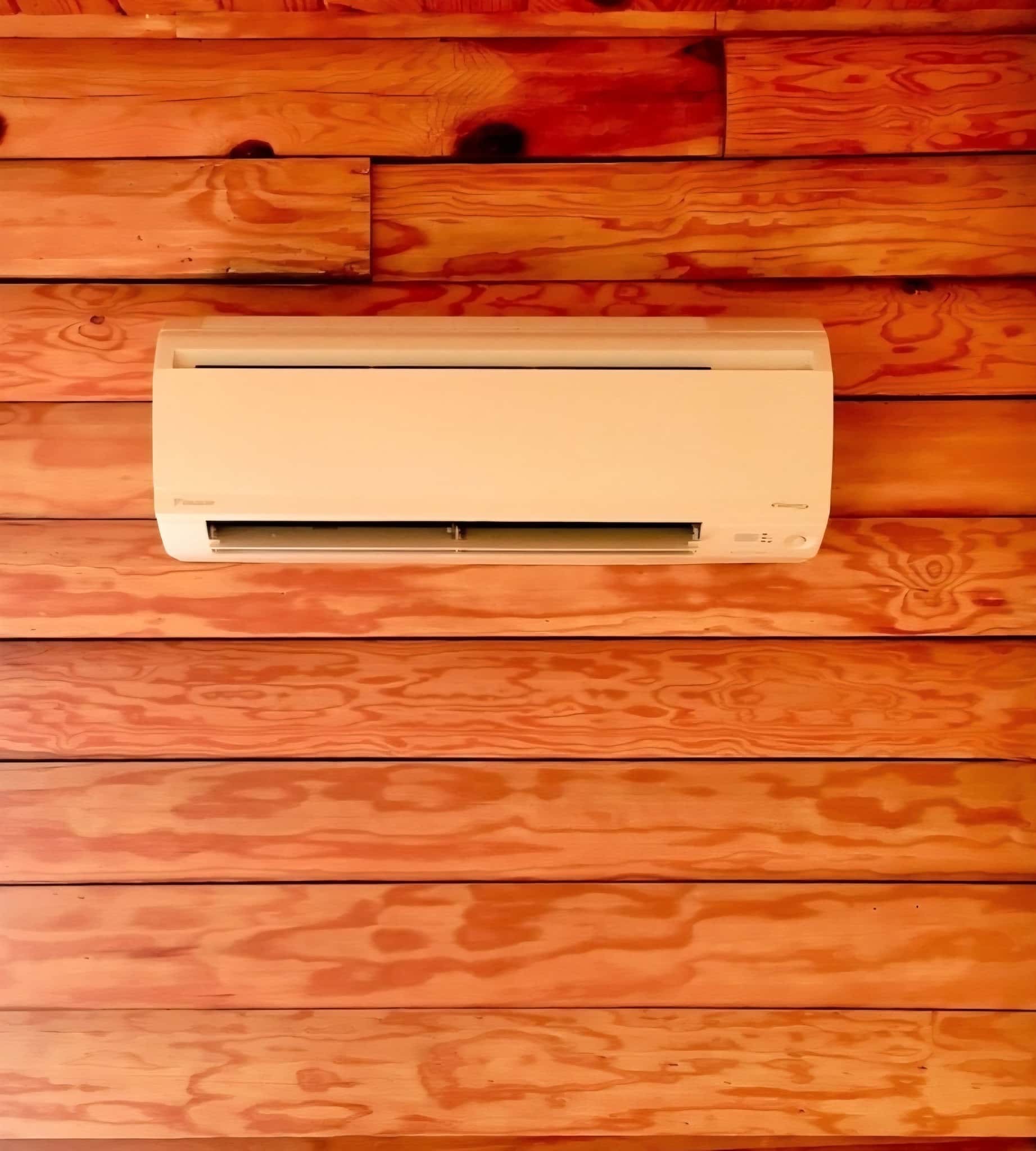 Real Air Benders install: Daikin mini-split mounted on a cedar accent wall