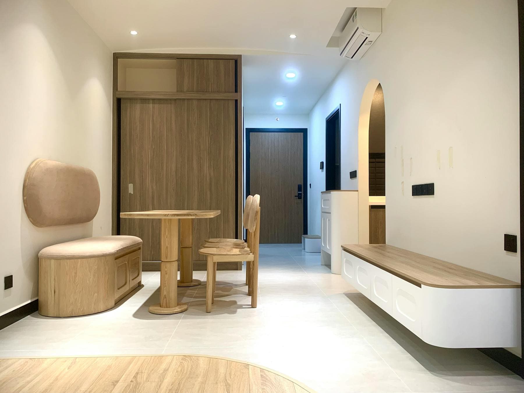 Bright living room with a ductless mini-split system