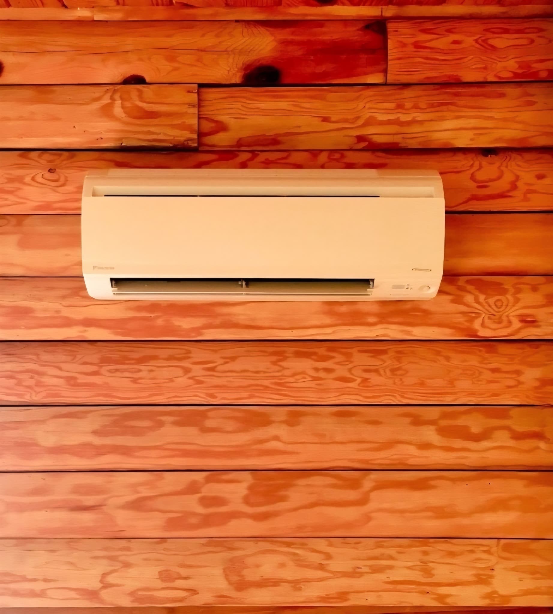 Real Air Benders install: Daikin mini-split mounted on a cedar accent wall